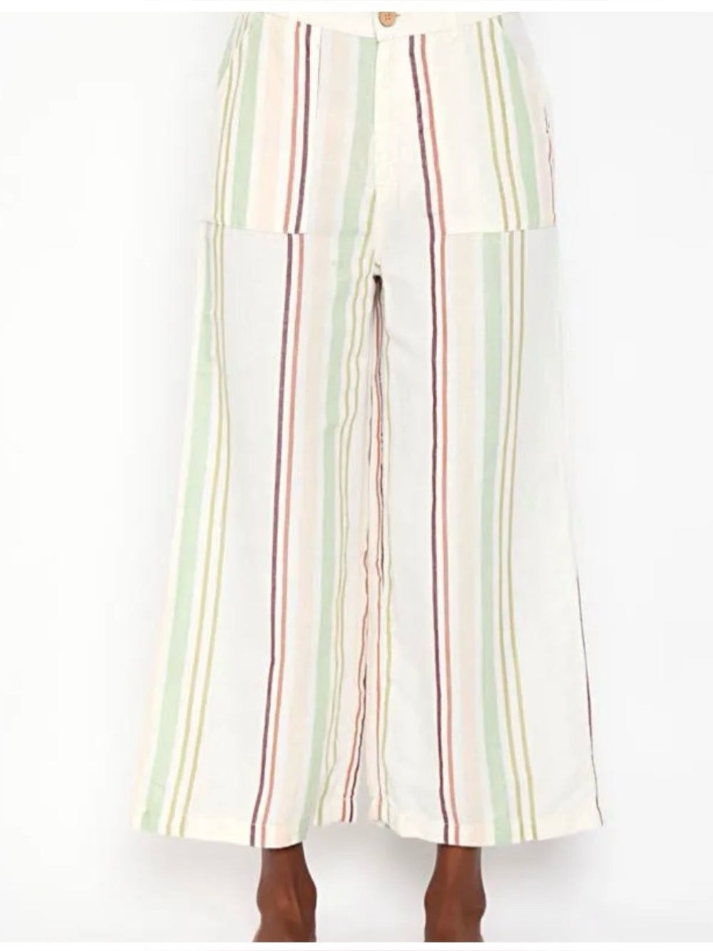 Rip Curl Summer Breeze Stripe Pants Striped Wide-Leg Linen-Blend size small crop